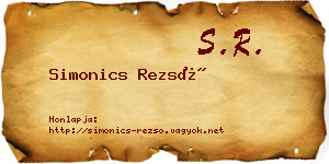 Simonics Rezső névjegykártya